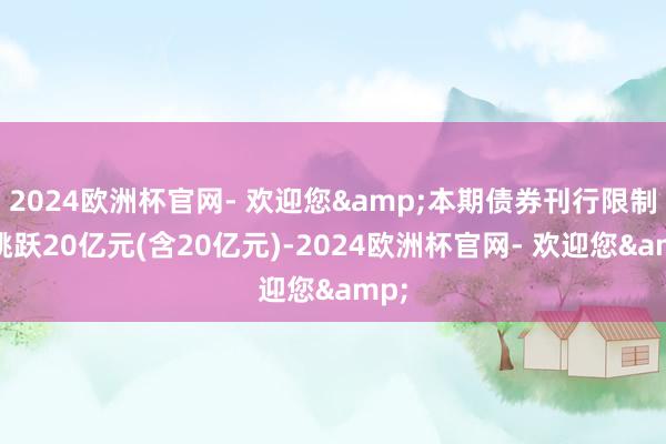 2024欧洲杯官网- 欢迎您&本期债券刊行限制不跳跃20亿元(含20亿元)-2024欧洲杯官网- 欢迎您&